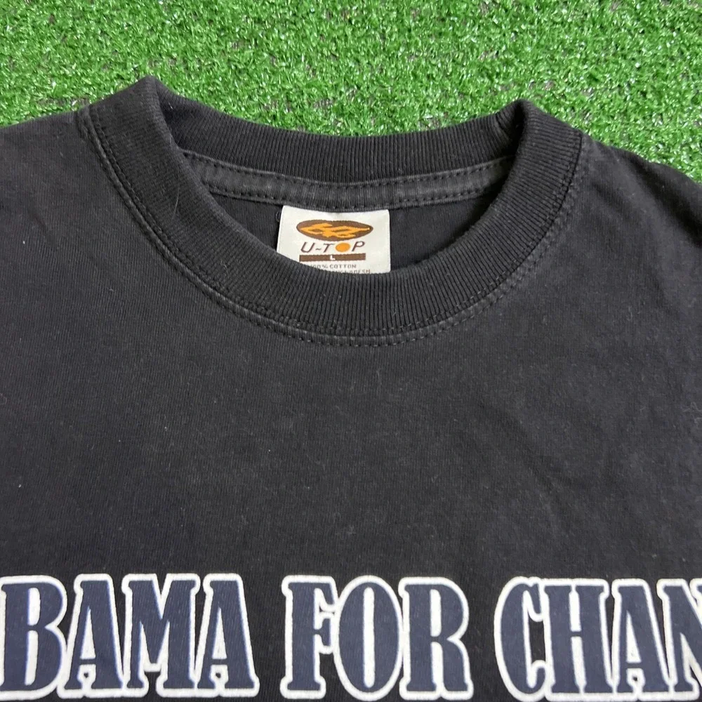 Obama For Change American Flag‎ T-Shirt Black Size Large U-Top Short Sleeve - Picture 6 of 9